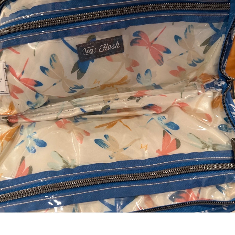 Lug Blue White Floral Quilted Cosmetic Bag Travel Makeup Pouch Organizer - Picture 4 of 4